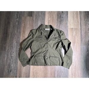 Classic Blues Utility Jacket Women Size M Olive Green Military Field